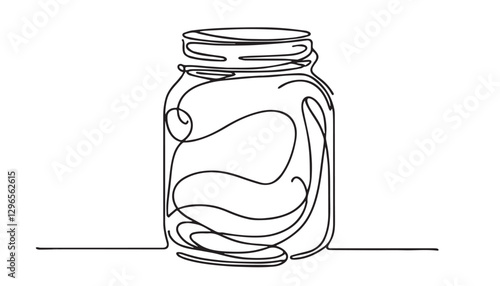 Continuous one single minimal line drawing jar