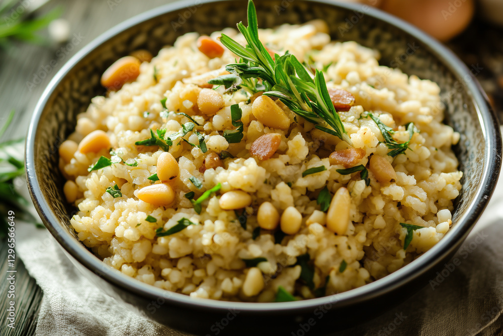 Bulgur balls with pine nuts and aromatic herbs Bulgur balls with pine nuts and aromatic herbs