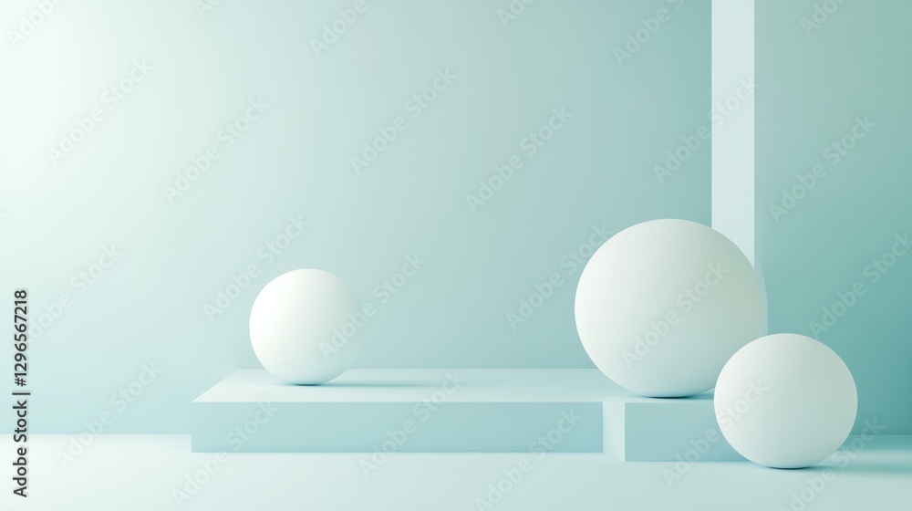 Pastel Soft Minimalist Scene with Balls Pastel Soft Minimalist Scene with Balls