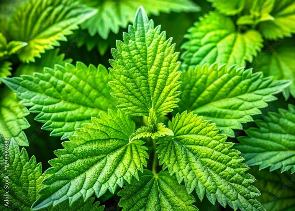 Lush Green Nettle Leaves Close-Up Background - Vibrant Spring Nature Texture Lush Green Nettle Leaves Close-Up Background - Vibrant Spring Nature Texture
