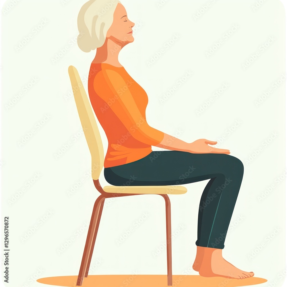 Fototapeta premium Woman Practicing Chair Yoga