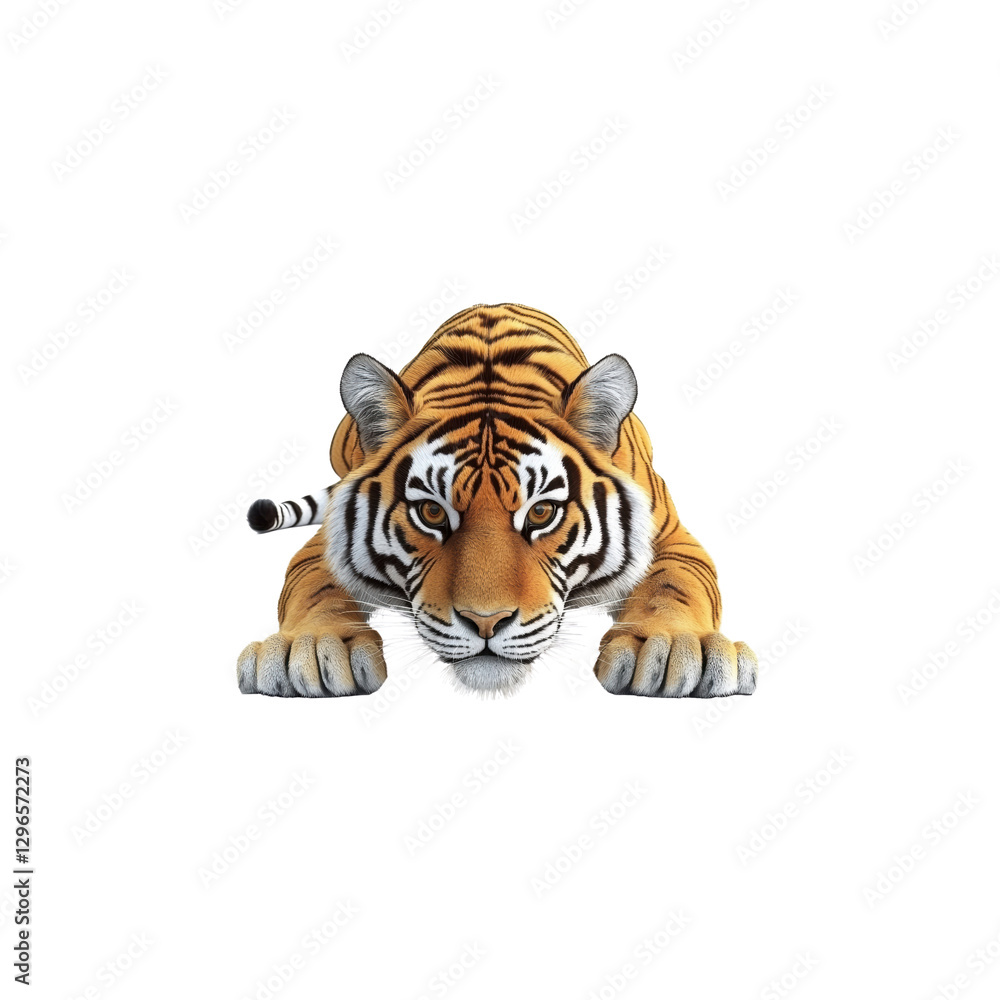 Obraz premium Majestic Bengal Tiger Striding with Intense Gaze and Bold Stripes