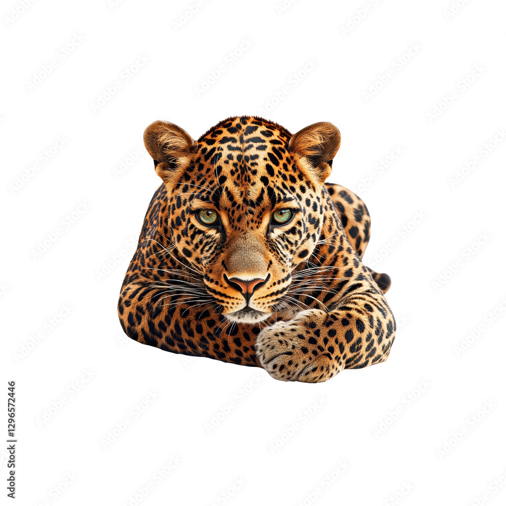 Obraz premium Close-Up Portrait of a Majestic Leopard Staring Intently Forward