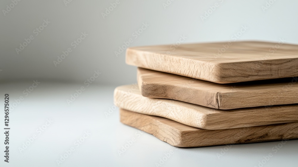Stacked wooden cutting boards showcase natural textures and tones, ideal for culinary or kitchen design themes, Perfect for food photography, restaurants, or kitchenware advertisements, Stacked wooden cutting boards showcase natural textures and tones, ideal for culinary or kitchen design themes, Perfect for food photography, restaurants, or kitchenware advertisements,