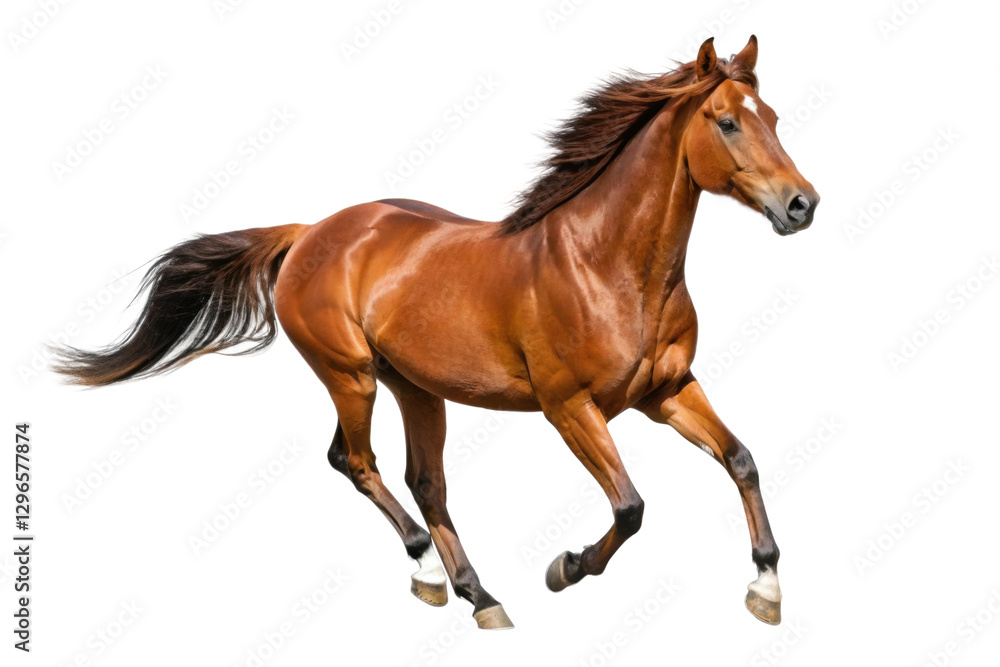 Majestic horse running freely in an open field during bright daytime, cut out Majestic horse running freely in an open field during bright daytime, cut out