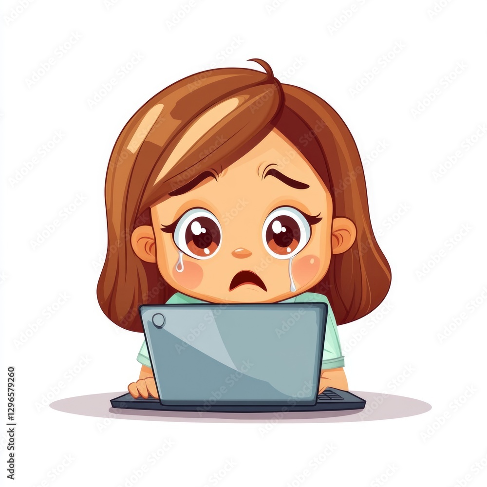 cute cartoon Woman Employee Crying With Laptop
isolated background cute cartoon Woman Employee Crying With Laptop
isolated background