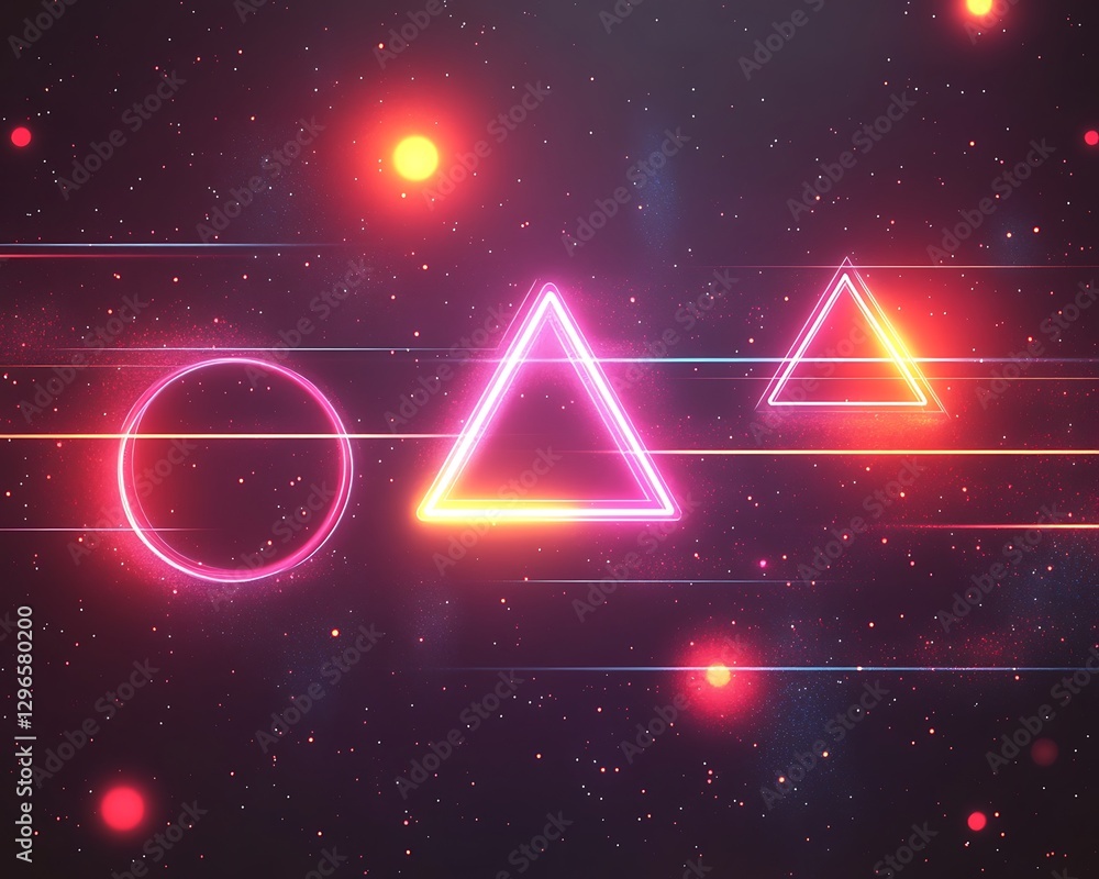 Neon shapes, cosmic background, futuristic design Neon shapes, cosmic background, futuristic design