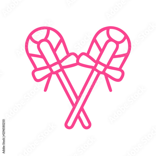 Hard candy sticks icon with minimalist design and bright pink outline 
