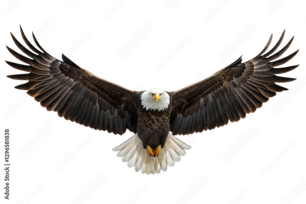Fototapeta premium Majestic eagle soaring with outstretched wings in the vast sky during daylight hours, cut out