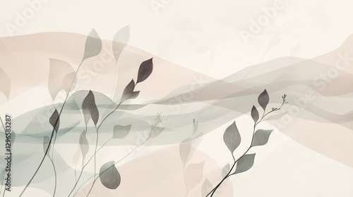 Clean and Minimalist Design with Beige, Grey Tones, and Subtle Botanical Accents