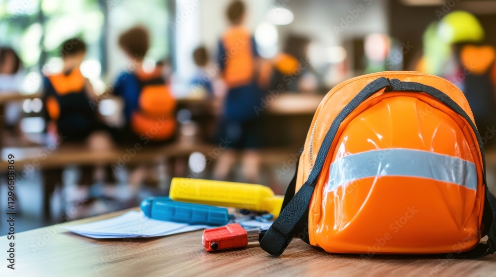 Fototapeta premium Emergency Safety Drill Equipment in Bright Environment