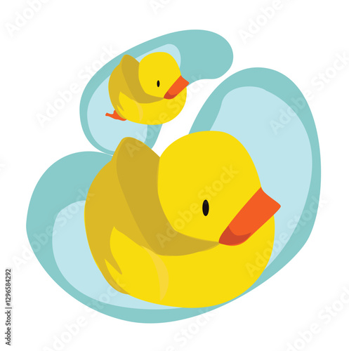 cute duck cartoon illustration, flat illustration mascot duck icon