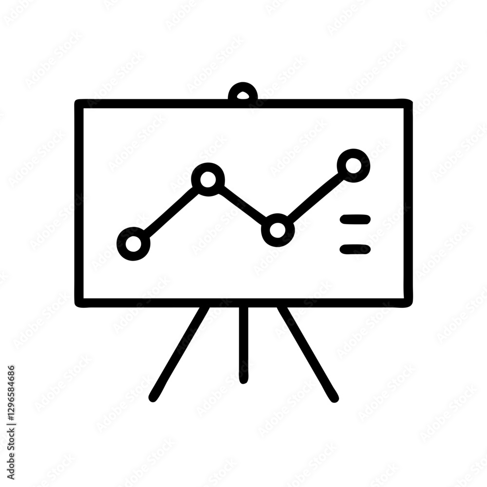 Line graph data visualization on easel, business analysis concept Line graph data visualization on easel, business analysis concept