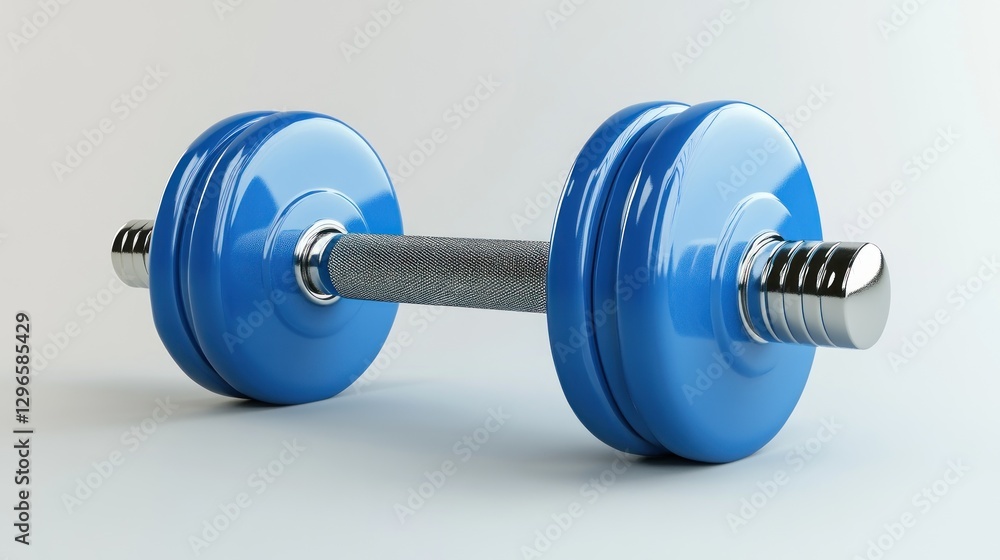 Blue Dumbbell on White. Fitness. Isolated Blue Dumbbell on White. Fitness. Isolated