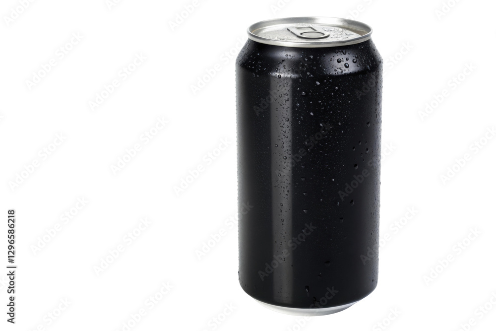 Refreshing beverage in a cold black can with condensation visible, perfect for summer gatherings and celebrations, cut out Refreshing beverage in a cold black can with condensation visible, perfect for summer gatherings and celebrations, cut out