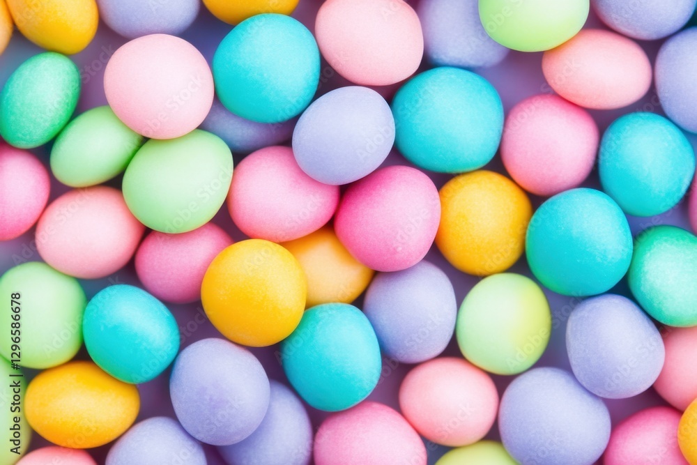 Pastel-colored candies clustered together create a cheerful, sweet, and colorful confectionery delight Pastel-colored candies clustered together create a cheerful, sweet, and colorful confectionery delight