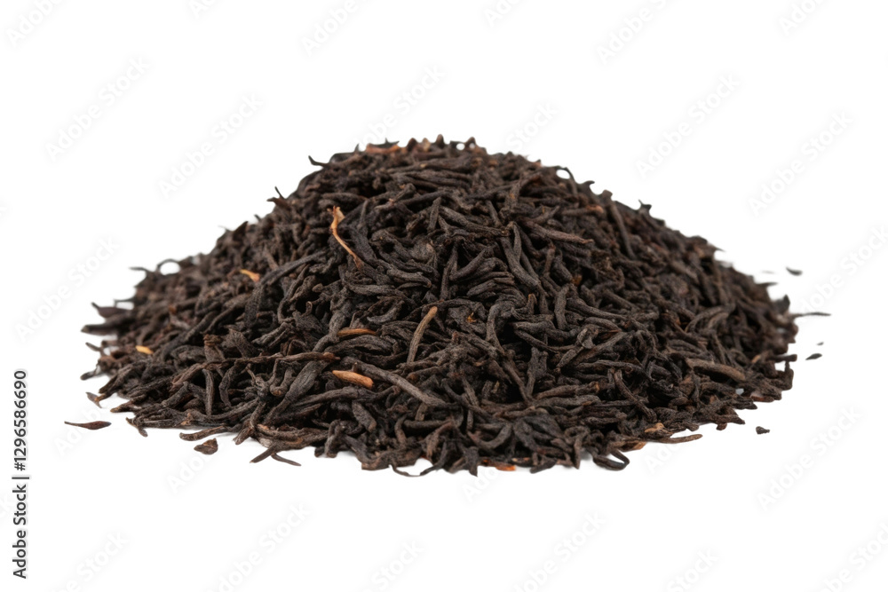 Black tea leaves for brewing a flavorful beverage in a cozy afternoon setting, cut out Black tea leaves for brewing a flavorful beverage in a cozy afternoon setting, cut out