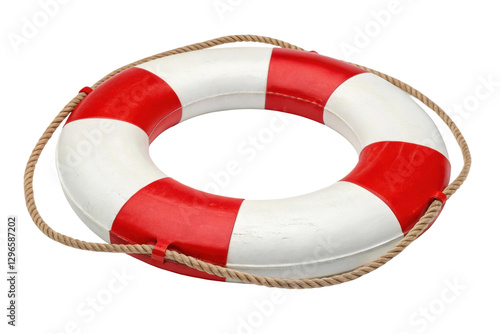 Lifesaver buoy used for safety by the water during summer months for various aquatic activities and emergencies, cut out
