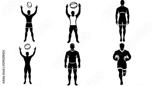 Professional Rugby Player Silhouette Collection – Perfect for Sports Projects