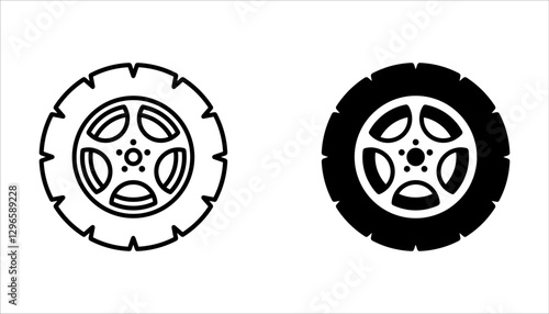 Car tires icon set. Vector illustration for web design. Isolated on white background.