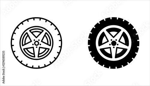Car tires icon set. Vector illustration for web design. Isolated on white background.