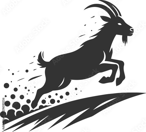 A goat sprinting uphill with dust trailing behind animal silhouette vector