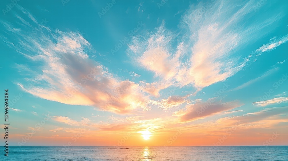 Obraz premium Stunning and beautiful sunset over the ocean with vibrant colors painting the sky beautifully