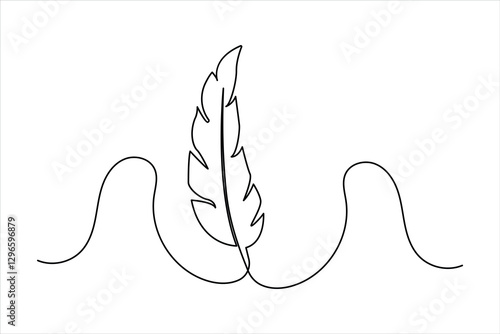 continuous one line art drawing of Bird feather minimalist on white background vector design