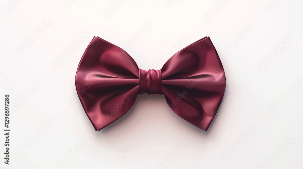 A classic burgundy bow tie with fine satin texture, isolated on a pure white background. A classic burgundy bow tie with fine satin texture, isolated on a pure white background.
