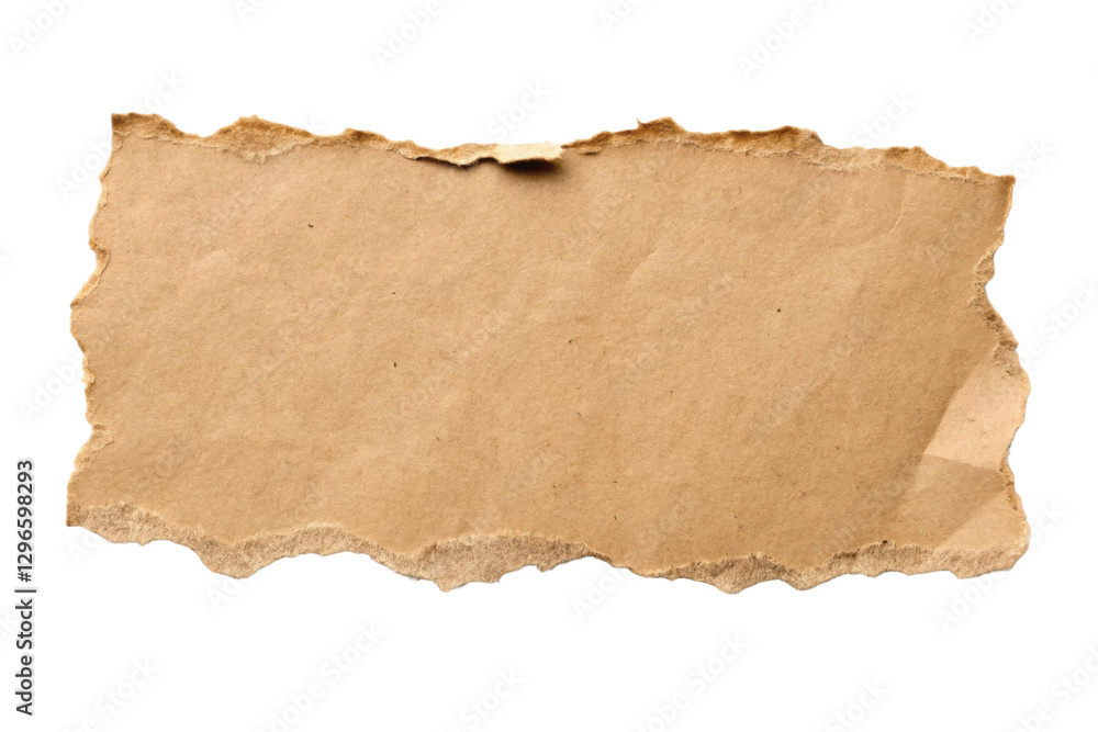 Blank aged paper piece with torn edges suitable for crafting and artistic projects in natural settings, cut out Blank aged paper piece with torn edges suitable for crafting and artistic projects in natural settings, cut out