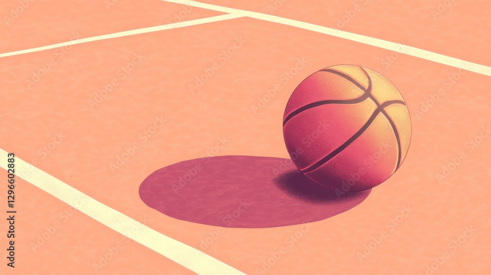 Vector Illustration of a Basketball on Court Surface Vector Illustration of a Basketball on Court Surface