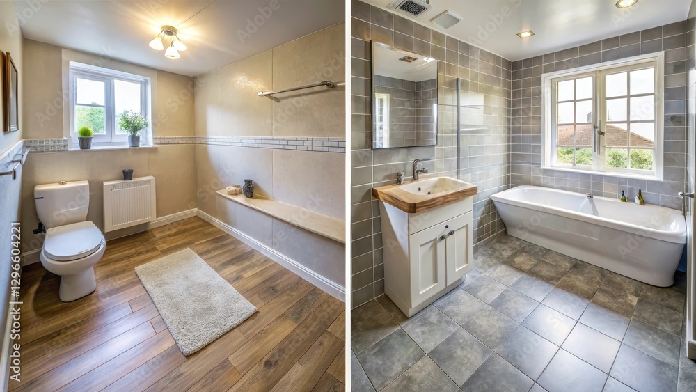 Before and After Bathroom Makeover with New Tiles and Flooring Before and After Bathroom Makeover with New Tiles and Flooring