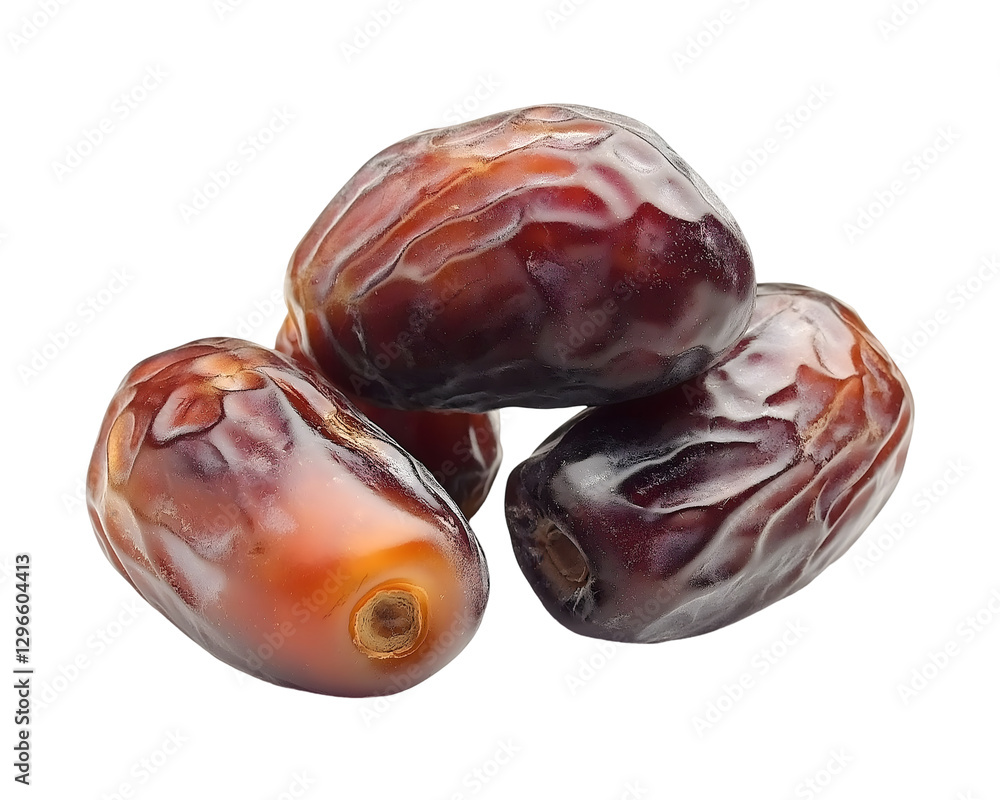 Dried Dates With Wrinkled Glossy Surface on Transparent Background Dried Dates With Wrinkled Glossy Surface on Transparent Background