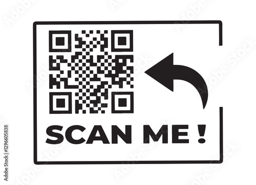 Scan Me QR Code with Arrow Vector Illustration
