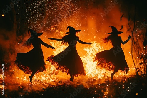 Witches dancing bonfire night