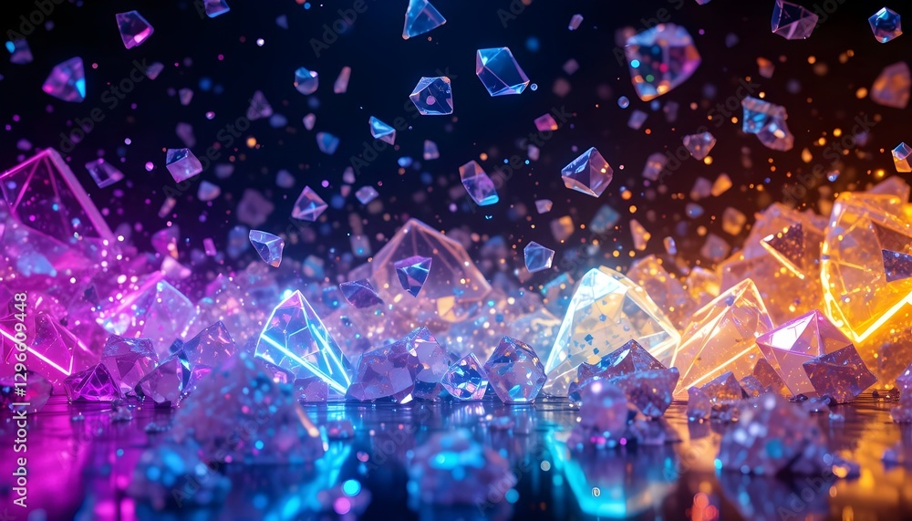 Abstract Background – Crystalline Neon Fractals with Vivid Digital Precision Abstract Background – Crystalline Neon Fractals with Vivid Digital Precision