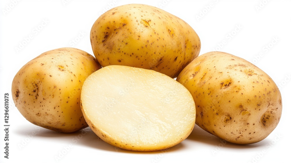 Fresh Yellow Potatoes on White Background Fresh Yellow Potatoes on White Background