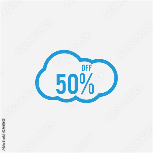 50% OFF red label or promotional tag vector illustration isolated on white background, circular round shopping Tag, sticker discount offer, sale, price reduction, special offer deal ,badge template