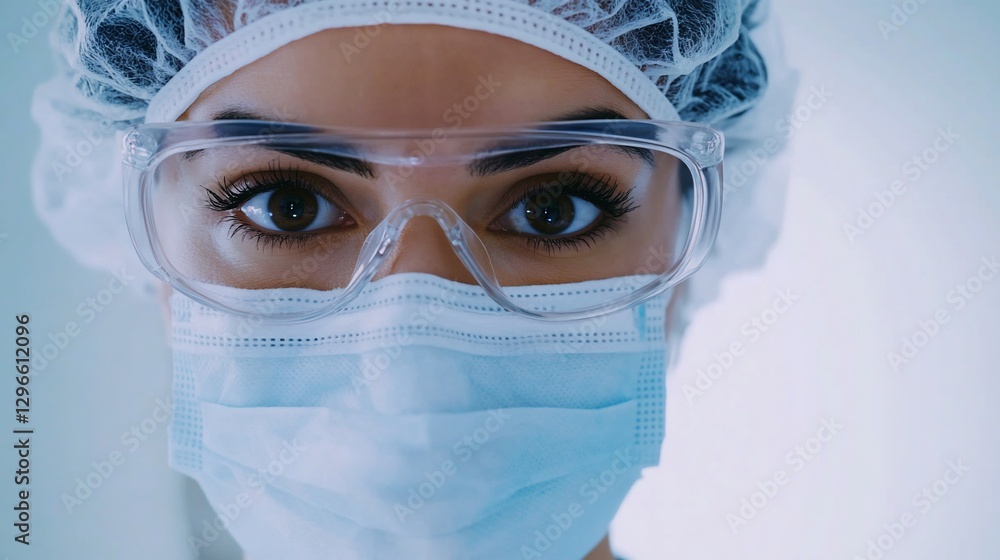 Focused Scientist Lab Portrait, Safety Gear, Research Focused Scientist Lab Portrait, Safety Gear, Research