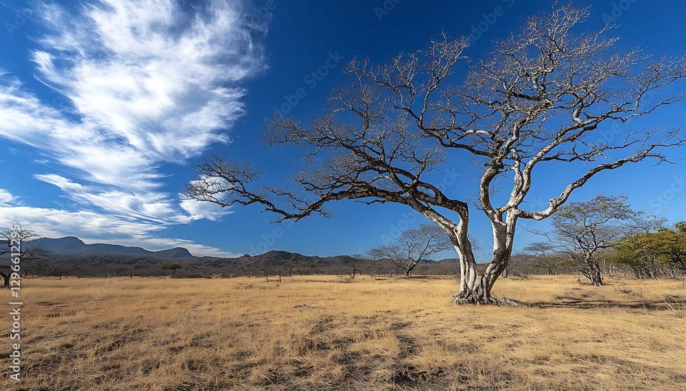Obraz premium African Savanna Tree & Clouds