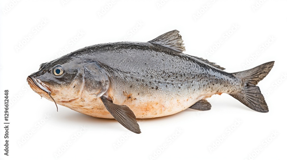 Raw Catfish on White Background Closeup View Raw Catfish on White Background Closeup View