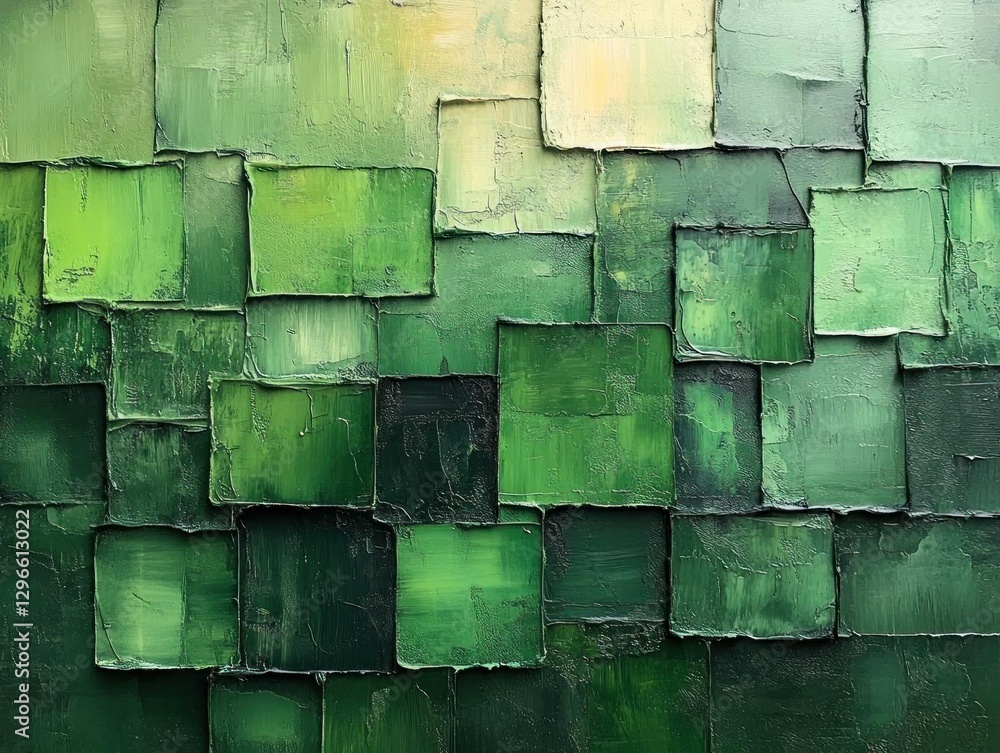 Emerald Green Abstract Textured Canvas Art Painting