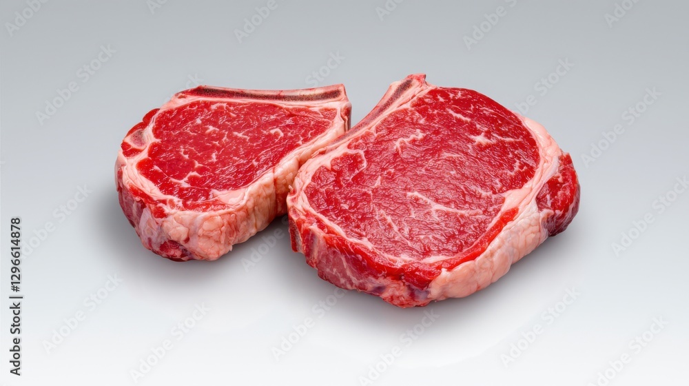 Two Raw Lamb Chops on White Background Studio Shot Two Raw Lamb Chops on White Background Studio Shot