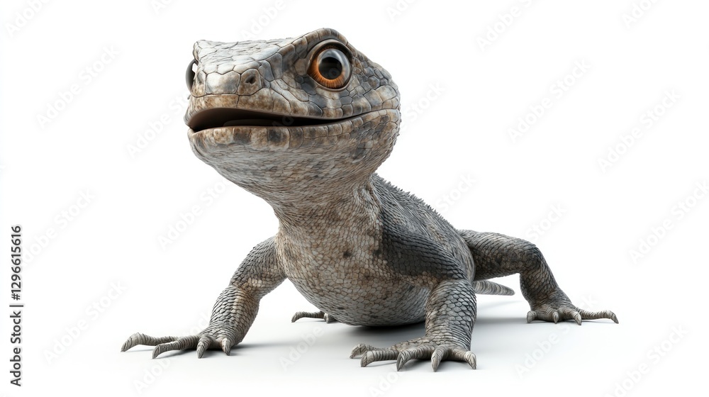 Obraz premium Reptile Crawling, Studio Shot, White Backdrop