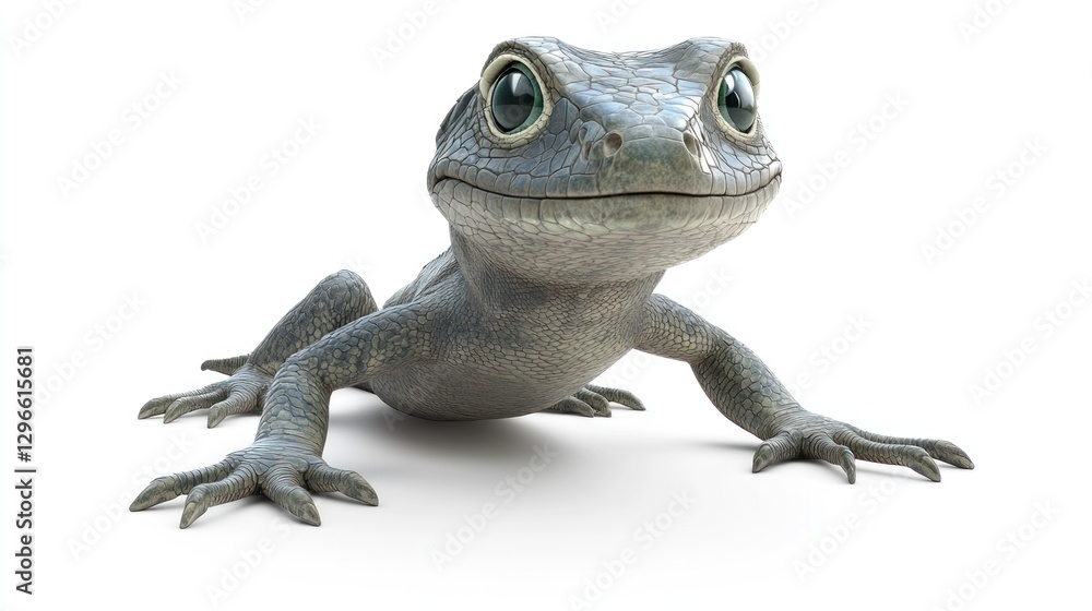 Obraz premium Cute lizard portrait on clear white background