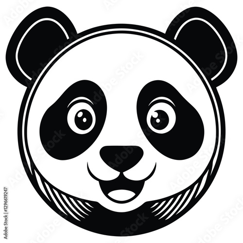 a panda icon with round ears black patches around vector