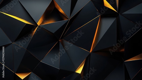 Abstract geometric background, dark triangles, glowing edges, digital art, wallpaper, graphic design