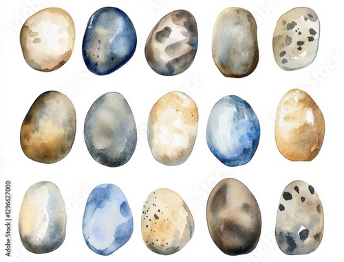 Watercolor Stones Collection in Various Colors and Patterns