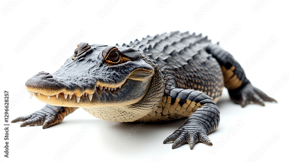 Obraz premium Alligator Profile Against White