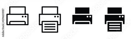 Printer Icon Set. paper printing. Vector Illustration